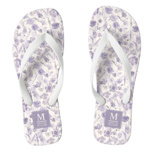 Lavendel Paarse Waterverf Bloemen Bloem Motief Teenslippers
