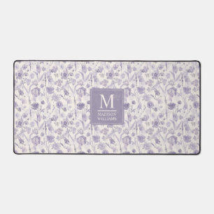Lavendel Paarse Waterverf Bloemen Bloem Patroon Bureaumat