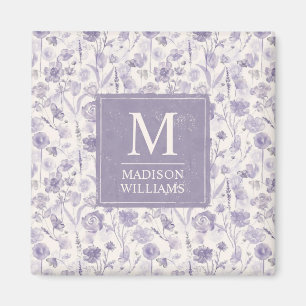 Lavendel Paarse Waterverf Bloemen Bloem Patroon Magneet