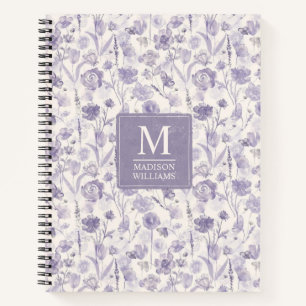 Lavendel Paarse Waterverf Bloemen Bloem Patroon Notitieboek