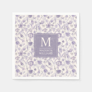 Lavendel Paarse Waterverf Bloemen Bloem Patroon Servet