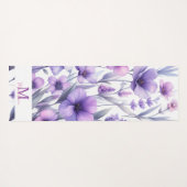 Lavendel Paarse Waterverf Bloemen Naam Monogram Yogamat (Achterkant (horizontaal))