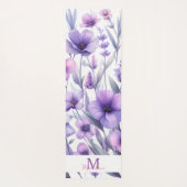 Lavendel Paarse Waterverf Bloemen Naam Monogram Yogamat (Achterkant)