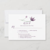 Lavendel Paarse Waterverf Bloemen RSVP Menu Keuze (Voorkant)