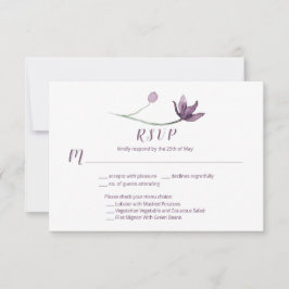 Lavendel Paarse Waterverf Bloemen RSVP Menu Keuze