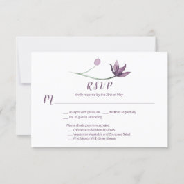 Lavendel Paarse Waterverf Bloemen RSVP Menu Keuze