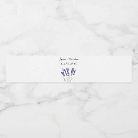 Lavendel Paarse Waterverf bloemenbruiloft Waterfles Etiket (Enkel label)