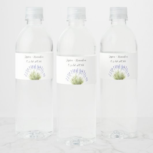 Lavendel Paarse Waterverf bloemenbruiloft Waterfles Etiket (Flessen)