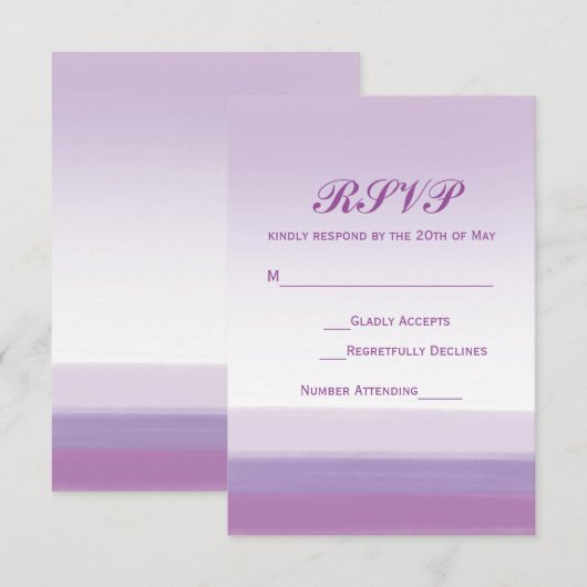 Lavendel Paarse Waterverf Bruiloft RSVP Kaart (Voorkant / Achterkant)