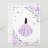 Lavendel Paarse Waterverf Floral Quinceanera Kaart (Achterkant)