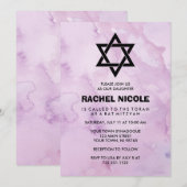 Lavendel Paarse Waterverf Look Bat Mitzvah Kaart (Voorkant / Achterkant)