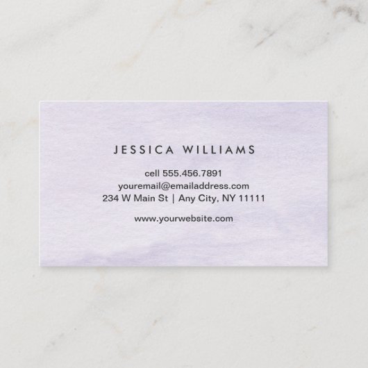 Lavendel Paarse Waterverf Ombre Creatief Visitekaartje (Achterkant)