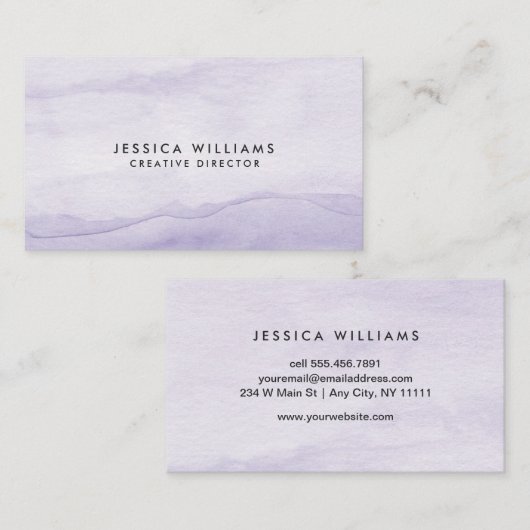 Lavendel Paarse Waterverf Ombre Creatief Visitekaartje (Voorkant / Achterkant)