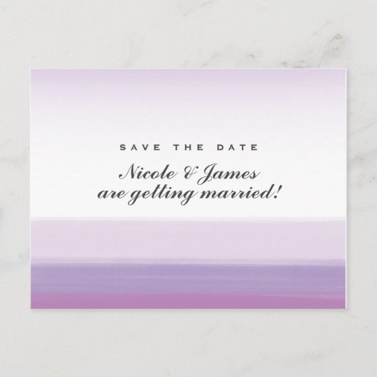 Lavendel Paarse Waterverf Save The Date Postkaart Aankondigingskaart (Voorkant)