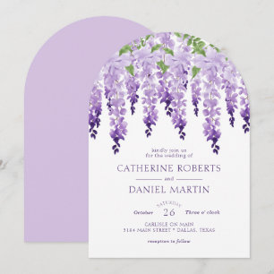 Lavendel Paarse Waterverf Wisteria Bruiloft Kaart