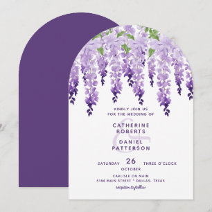 Lavendel Paarse Waterverf Wisteria Bruiloft Kaart