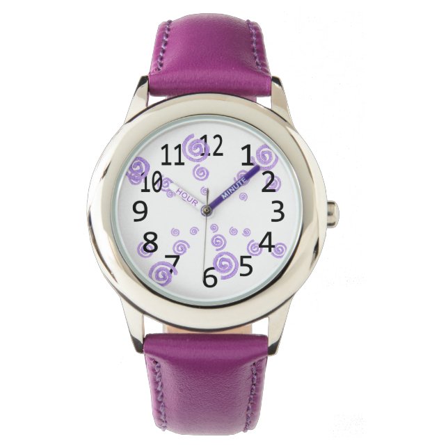 Lavendel Paarse wervelingen Wervelhorloges Horloge (Voorkant)