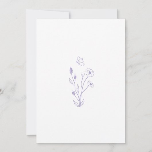 Lavendel Paarse Wildbloemen bruiloft uitnodiging (Achterkant)