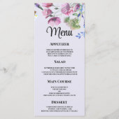 Lavendel paarse wilde bloem lente bruiloft Menu (Voorkant)