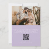 Lavendel Paarse Wilde Bloem QR Code Foto Bruiloft Kaart (Achterkant)