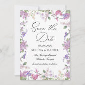 Lavendel Paarse wilde bloemen bruiloft Save The Date (Voorkant)
