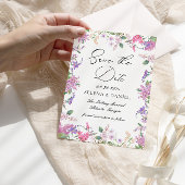 Lavendel Paarse wilde bloemen bruiloft Save The Date