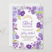 Lavendel paarse wilde bloemen Sweet 16 verjaardag Kaart (Voorkant)