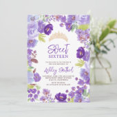 Lavendel paarse wilde bloemen Sweet 16 verjaardag Kaart (Staand voorkant)