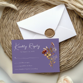 Lavendel Paarse Wildflower Boho Wedding RSVP Kaart