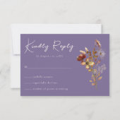 Lavendel Paarse Wildflower Boho Wedding RSVP Kaart (Voorkant)