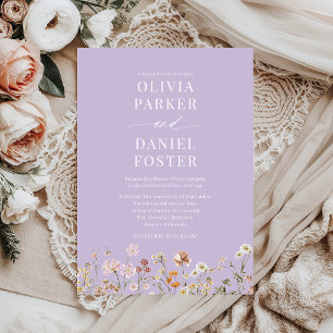 Lavendel Paarse Wildflower Minimalistische bruilof Kaart