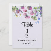 Lavendel paarse wildflower spring tabel nummers kaart (Voorkant)