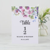 Lavendel paarse wildflower spring tabel nummers kaart (Staand voorkant)