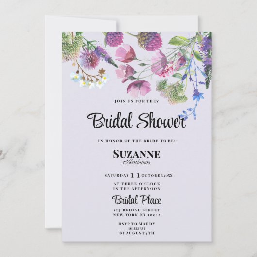 Lavendel paarse wildflower spring Vrijgezellenfees Kaart (Voorkant)