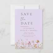 Lavendel Paarse Wildflowers Boho Bewaar de datum Save The Date (Voorkant)