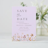 Lavendel Paarse Wildflowers Boho Bewaar de datum Save The Date (Staand voorkant)