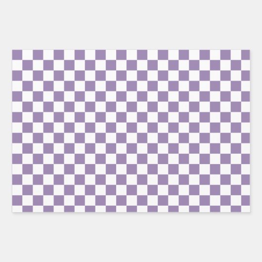 Lavendel Paarse wit geruit Inpakpapier Vel (Voorkant 2)