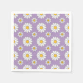 Lavendel Paarse Witte Daisy Bloemen Huwelijk Servetten (Voorkant)