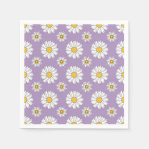 Lavendel Paarse Witte Daisy Bloemen Huwelijk Servetten