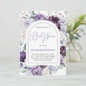 Lavendel, Paarse, witte pioenen Vrijgezellenfeest  Kaart (Staand voorkant)