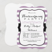 Lavendel Paarse & Witte Strepen Housewarming Party Kaart (Voorkant / Achterkant)