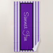 Lavendel Paarse Witte Strepen Zomer Fun Strandlaken (Voorkant)