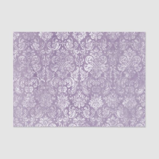 Lavendel Paarse zacht verontruste Damask Pattern Tissuepapier (Voorkant)