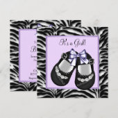Lavendel Paarse Zebra Baby shower Kaart (Voorkant / Achterkant)