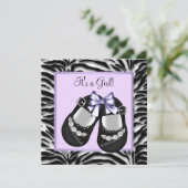 Lavendel Paarse Zebra Baby shower Kaart (Staand voorkant)