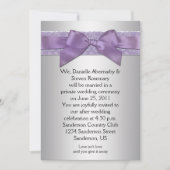 Lavendel Paarse Zilveren Brocade Ribbon Post Weddi Kaart (Voorkant)