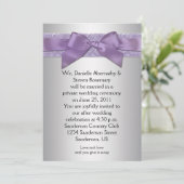 Lavendel Paarse Zilveren Brocade Ribbon Post Weddi Kaart (Staand voorkant)