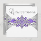 Lavendel Paarse Zilveren Quinceanera Uitnodigingen (Voorkant / Achterkant)