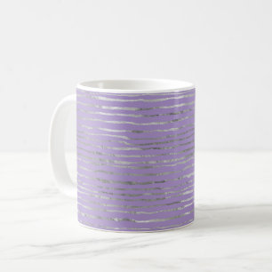 Lavendel Paarse Zilveren Strepen Koffiemok