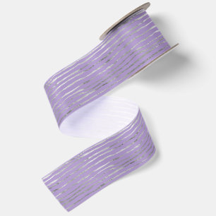 Lavendel Paarse Zilveren Strepen Verjaardag Satijnen Lint